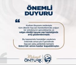 HATAY’DA HAYVAN SATIŞ YERLERİ GEÇİCİ OLARAK KAPATILDI